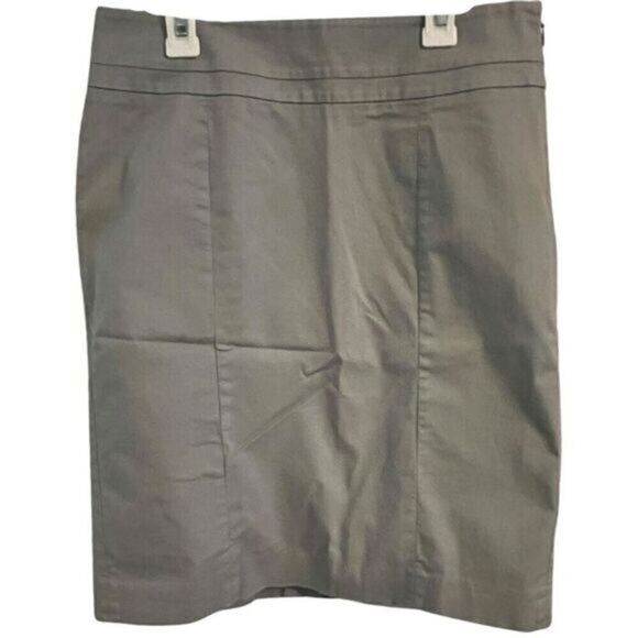 LOFT Classic Light Gray Crisp Cotton Lined Skirt. Size 4 - Picture 1 of 7